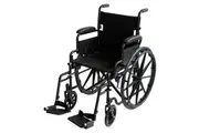 Orthonica 24in Foldable Steel Wheelchair in Black Steel Frame Heavy-Duty Disability Aid