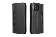 For iPhone 13 Pro Max Case Black Fierre Shann Genuine Cowhide Leather Cover