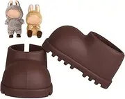 Sunla Doll Shoes for Labubu, Cute Shoes Accessories for 17cm Doll Compatible with Sitting Standing Series, Silicone Doll Rain Shoes(1 Pair Brown, No Doll)