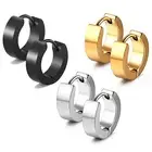 18k Gold Silver Black Hinged Stainless Steel Huggie Hoop Sleeper Earrings AUMADE