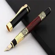 Fountain Pen,Golden Carving Mahogany Business Office School Student Office Supplies Fountain Pen New Ink Pen Ink Pen