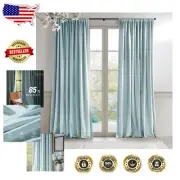 Room Darkening Misty Blue Velvet Curtains - Super Soft, 108” Long Drapes, 2 Pack