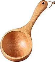 Bath Salt Scoop 8.5''Wooden Scoops for Jars Soup Ladle Round Bath Salt Scoop with Ergonomical Handle Resistant Ladle Spoon for Serving Flour, Beans, Water, Canister(Style 1)