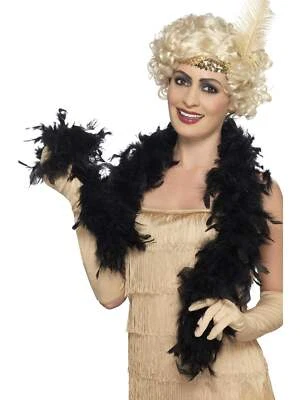 Feather Boa 50g Black Halloween Burlesque Fancy Dress Costume Accessory
