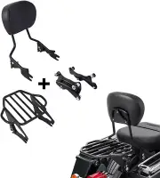 Detachable Passenger Backrest Sissy Bar with Two-Up Luggage Rack & 4 Point Docki