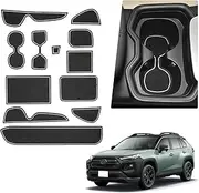 BIBIBO Rubber Mats Non-Slip Mats Compatible with T*oyota RAV4 / Hybrid/Plug-in Hybrid 2019-2024 (For Right Hand Drive), Rubber Car Mats, T*oyota RAV4 Accessories, Centre Console Mats (White)