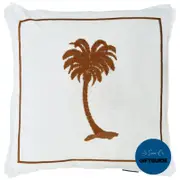 PALM COVE Palm Tree Brown and White Cushion Cover 50 cm by 50 cm