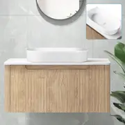ACA Brown 910mm Vanity Unit 53x30cm Basin Bath Cabinet Storage Wall Hung Sink Set