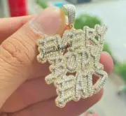 Custom 2.40 Ct Genuine White Moissanite Men's 3 Row Letter Pendant 925 Silver