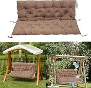 carprily Porch Swing Cushions, Outdoor Swing Cushions for 2-3 Seats, Garden Terrace with backrest Swing Replacement Cushions, Comfortable and Soft, Suitable for Indoor and Outdoor (Khaki, 48 * 40)