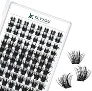 Lash Clusters 96pcs Individual Lashes D Curl 8-16MIX Eyelash Clusters KEYYOU Volume Wispy Lash Extension Soft&Comfortable Easy DIY at Home(Y22,D-8-16MIX)