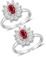 [Tongari] 925 Mesmerizing CZ Silver Toe Rings in Pure 92.5 Sterling Silver for Women.., Adjustable, Non-Precious Metal, No Gemstone