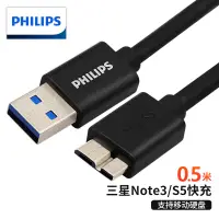 在飛比找京東台灣優惠-飛利浦USB3.0移動硬碟數據線 AM/Micro B高速傳