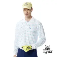 在飛比找PChome24h購物優惠-【Lynx Golf】男款吸濕排汗方型排列組合印花羅紋領造型