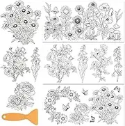 BEUNITONE 3 Sheets Rub on Transfers for Crafts and Furniture,Sketch Style Plants,Cold IOD Transfers Stickers,Rub on Transfer Stickers for Wood,Paper,Glass,Desk,DIY Home Decor(11.8x5.9 Inch)
