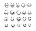 HONBAY 20pcs Fake Septum Clicker Nose Ring Rhinestone Non Piercing Silver