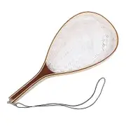 Fly Fishing Landing Net Trout Fishing Net, Soft Rubber Catch and Release Fish Net with Wooden Handle As shown