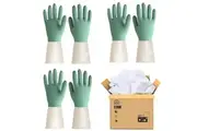 BOOMJOY 3 Pairs Latex Cleaning Gloves Green with 40PCS Magic Sponges Cleaning Eraser Multi-function Foam Cleaner