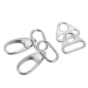 Swivel Snap Hook, Lobster Claw Clasp with Triangle Ring (1", Silver)