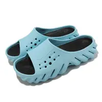在飛比找momo購物網優惠-【Crocs】波波涼拖 Echo Slide 拖鞋 北極藍 