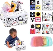 Kids Tissue Box Sensory Toy | Colorful Soft Scarf Box Crinkle Toys,Soft Stuffed Crinkle Tissue Box Colorful Soft Scarf Box, Crinkle Square Soft Crinkle Toys Pluvo