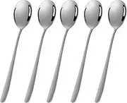 Tablespoons Household Five-Pack Rice Spoon Long Handle Spoon Dessert Spoon Spoon Golden Silver Beautiful Spoon Serving Spoon (Size : Gold/Silver, Color : Silver Spoon Head)