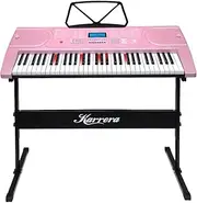 Karrera 61 Keys Electronic LED Piano Keyboard with Stand - Pink