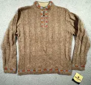 Woolrich Women’s Autumn Hill Zip Neck Sweater Small Brown Lambswool Blend