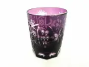 AJKA Marsala Double Old Fashioned Drinkware Amethyst Cut to Clear New $79.99