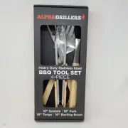 Alpha Grillers Grill Set Heavy Duty BBQ Accessories - BBQ Tool Set 4pc Grill NEW