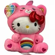 Hello Kitty X Care Bear 8” Plush Soft Huggable Pink - Cheer Bear Pink