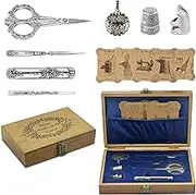 Flrhsjx Vintage Embroidery Scissors Kit, Sewing Professional, European Antique Complete Tools Craft, Needlework Silver