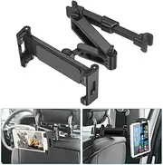 iXTRA Headrest Tablet Mount Holder, 360°Angle Adjustable Car Headrest Mount, Backseat Tablets Stand for Kids, Compatible with Cellphone/Switch/iPad Air Mini/Kindle Fire/Galaxy Tab/or 5"-12.9" Device