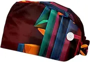 [YTYVAGT] 2-Pc,Scrub Bouffant Caps,Workout Hat with Sweatband Headgear for Women,Colorful Letter Abstract Art Pattern