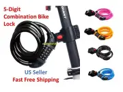 Bike Cycling Motorcycle Combination Combo Pad Lock Steel Cable Security Key Less