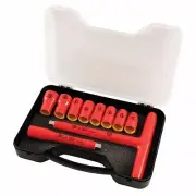 Wiha 31595 T-Handle Socket Set, Insulated 3/8-Inch, Metric, w/ 5" Extension Bar