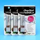 Lot of 3 ChapStick Total Hydration Coconut 3 in 1 Lip Care Balm Moisturizer