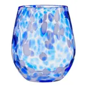 Blown Stemless Wine Glass Blue Size 5in h, 20 oz Pack of 4