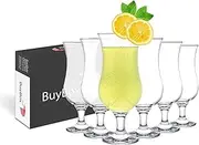 Tall Cocktail Glasses, 6 Pcs Milkshake, Mojito, Margarita, Sangria, Pina Colada Glasses, Large Hurricane Glass, Stemmed Big Coupe Glassware (6x380ml)