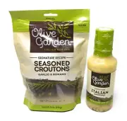 Olive Garden Italian Dressing and Seasoned Croutons 2 Piece Set 16 oz 5 oz