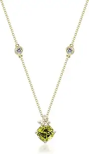 [Gin & Grace] 10K Yellow Gold Genuine Peridot And Natural Diamond (I1) Pendant For Women.