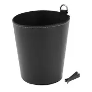 Car Trash Can Hanging Front Rear Seats Faux Leather Trash Bin Black 1 Pcs