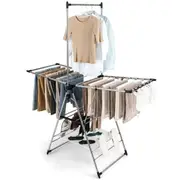 Costway Clothes Drying Rack Stainless Steel Gullwing Style Dryer 6 Adjustable Height Laundry Stand
