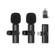 2 Pack Wireless Lavalier Microphone with USB-C&Lighting Adapter, Ultra-Low La...