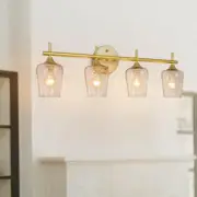 Gold Finish Wall Lamp Over Mirror 4-Lights Wine Glass Bedroom Vanity Wall Light