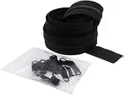 (Black) - YKK 5 CN Zipper Coil Chain. Each Yard Comes with 2 Sliders. (Black, 5 Yards, 10 Black Sliders)