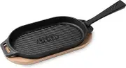 Ooni Cast Iron Grizzler Plate - Griddle Cast Iron Pan - Cast Iron Cookware with Removable Handle - Cast Iron Griddle - Pre-Seasoned Oven Safe