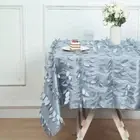 54" x 54" DUSTY BLUE Taffeta Square TABLECLOTH 3D Leaves Petals Design Party