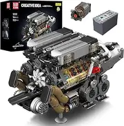 Mould King 10131 Dual V8 Engine Building Set, W16 Cylinder Motor Model Block Kit MOC, STEM Gift Toy to Build for Adult Kid Aged 14+ 952pcs