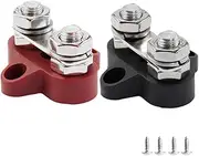 2 PCS 5/16" Terminal Stud M8 48V Junction Block Bus Bar Insulated Dual Power Distribution Block Post Positive Negative for Truck RV Boat (Red & Black, 5/16")